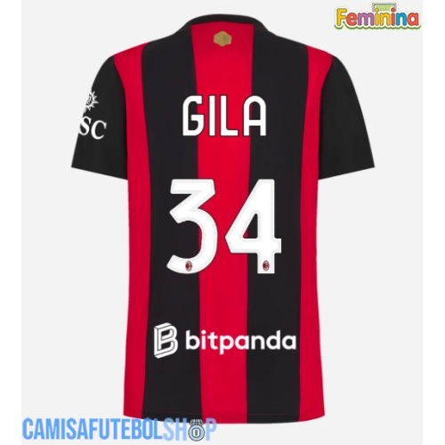 Camisa de time de futebol AC Milan Mario Gila #34 Replicas 1º Equipamento Feminina 2026-27 Manga Curta